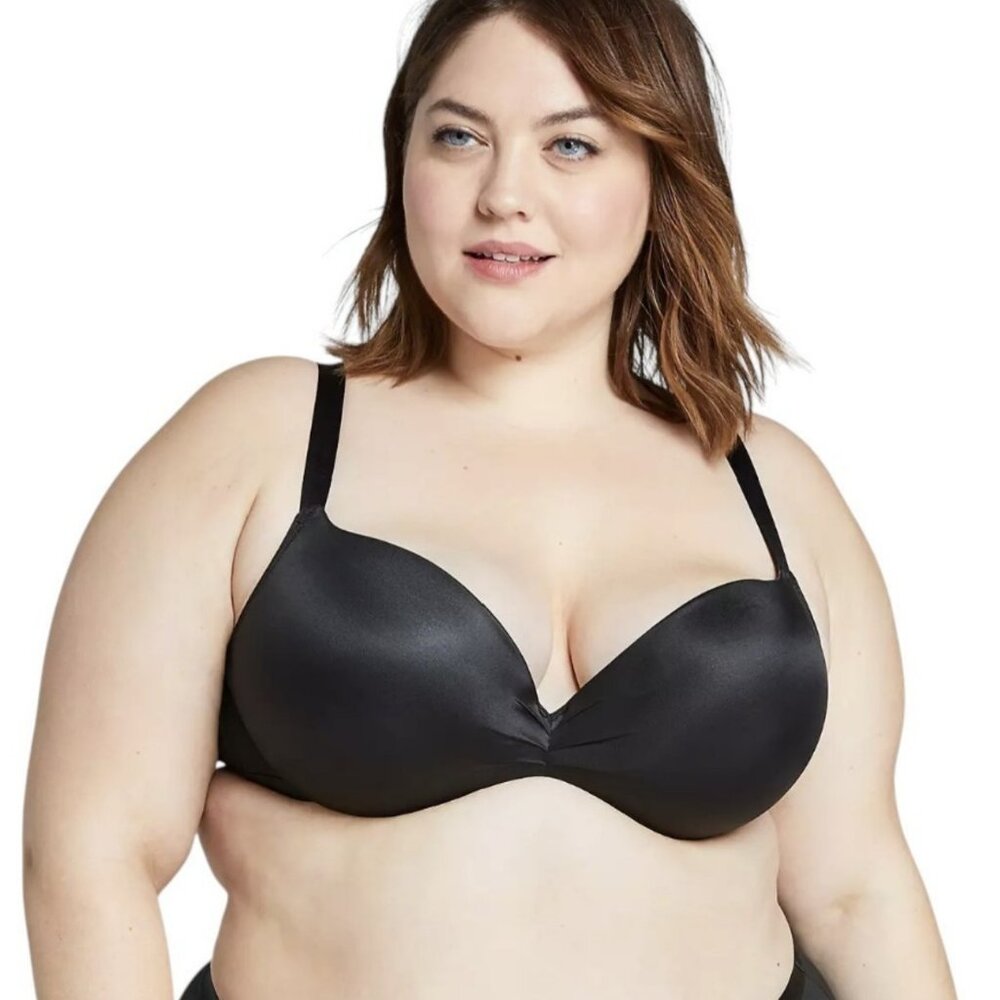 Cacique Womens Bra 40F Black Max Plunge Womens Plus Size Lane Bryant